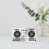 音楽ターンテーブルシルバーブラックDJプレイヤーサウンド  名刺 (スタンド正面)