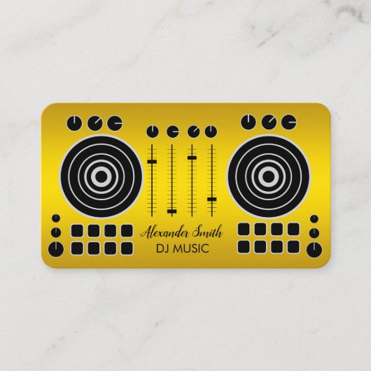 音楽ターンテーブルブラックと金ゴールドDJ Player Business 名刺 (正面)