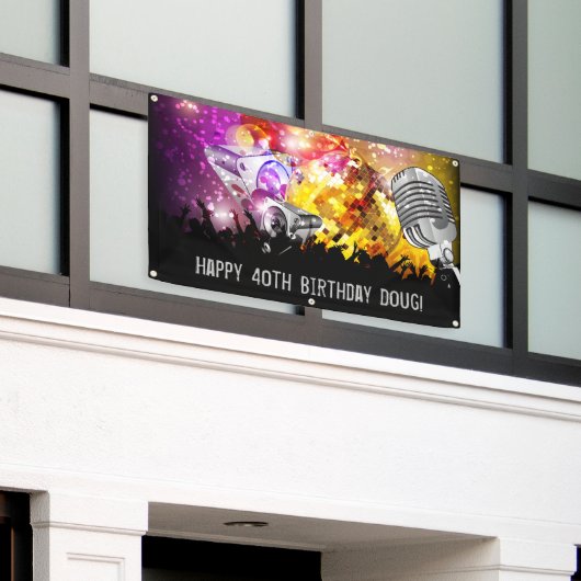 音楽ダンスパーティーパーソナライズされた誕生日バナー 横断幕 (ビルの外側)
