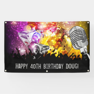 音楽ダンスパーティーパーソナライズされた誕生日バナー 横断幕