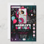 音楽ダンスパーティーフォト誕生日招待状 招待状 (正面)