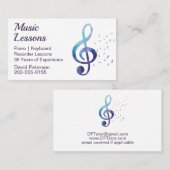 音楽チューターピアノ先生授業料 名刺 (正面/裏面)