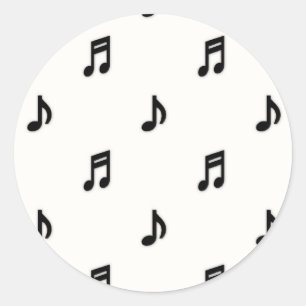 音楽テーマのステッカー:: 黒い音楽ノート ラウンドシール