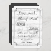 音楽テーマのブライダルシャワー 招待状 (正面/裏面)