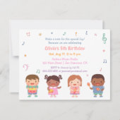 音楽テーマの子供の誕生日パーティーの招待状 招待状 (正面)