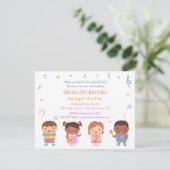 音楽テーマの子供の誕生日パーティーの招待状 招待状 (スタンド正面)