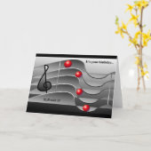 音楽テーマの誕生日の挨拶 カード (黄色い花)