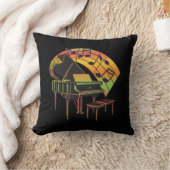 音楽テーマイラストレーション-抽象芸術ピアノ クッション (ブランケット)