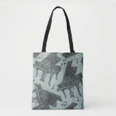 音楽テーマトートバッグ音楽ノートピアノブックバッグ トートバッグ (正面)