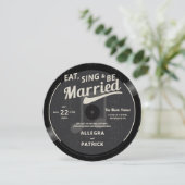 音楽テーマヴィンテージビニル白黒結婚ズ 招待状 (スタンド正面)