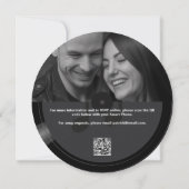 音楽テーマヴィンテージビニールオールワンフォト結婚QR 招待状 (裏面)