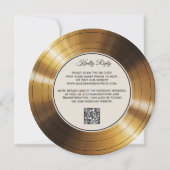 音楽テーマヴィンテージLPビニール金ゴールドエレガントな結婚式 招待状 (裏面)