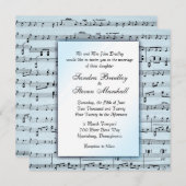 音楽テーマ結婚のブルーシート音楽招待状 招待状 (正面/裏面)