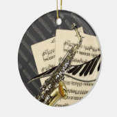 音楽デザインのパーソナライズなオーナメント セラミックオーナメント (左)