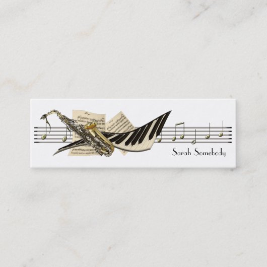 音楽デザインの小型プロフィールカード スキニー名刺 (正面)