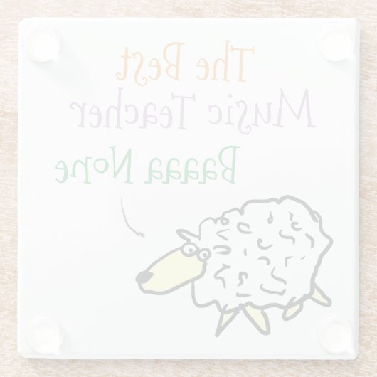 音楽デザインガラスコースター用の羊先生 ガラスコースター (裏面)