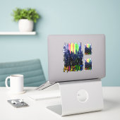 音楽デザインステッカーセット シール (デスク上のノートパソコン)