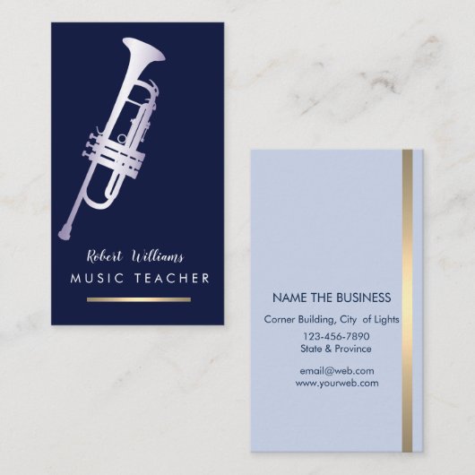 音楽トランペットの楽器の低音の楽団の楽士 名刺 (正面/裏面)