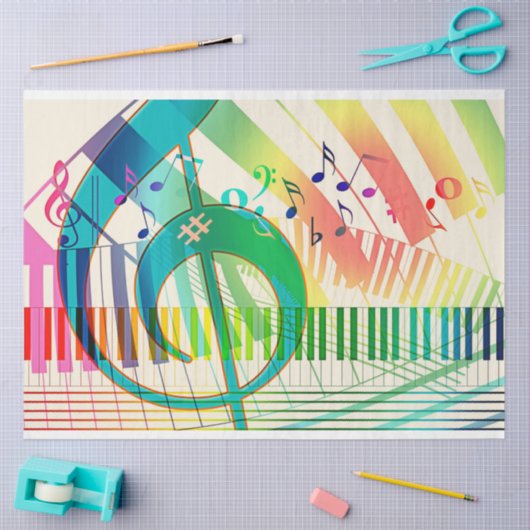 音楽トレブルクレフ、 音符記号キーボード分離ティッシュペーパー 薄葉紙 (クラフト)