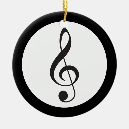 音楽ト音記号の記念品のミュージシャンのギフト セラミックオーナメント (正面)