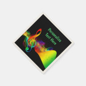 音楽ネオンミュージカルノートダンスパーティー パーソナライズされた スタンダードカクテルナプキン (角)