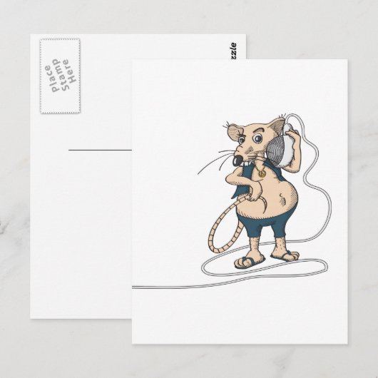 音楽ネズミ ポストカード (正面/裏面)