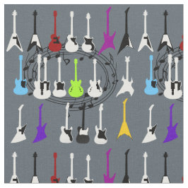 音楽ノートおよびギターのプリントの生地材料 ファブリック
