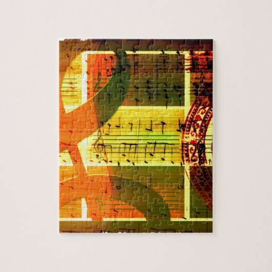 音楽ノートおよびギター ジグソーパズル (縦)