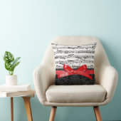 音楽ノートおよびフェイクで赤いリボン クッション (椅子)