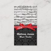 音楽ノートおよびフェイクで赤いリボン 名刺 (裏面)