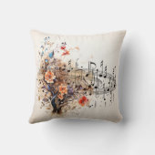 音楽ノートかわいらし花カラフル抽象芸術 クッション (裏面)