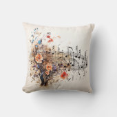 音楽ノートかわいらし花カラフル抽象芸術 クッション (正面)