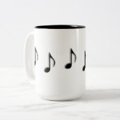 音楽ノートがコーヒーマグの間で踊る ツートーンマグカップ (正面左)