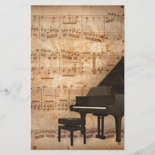 音楽ノートが付いているグランドピアノ 便箋 (正面)