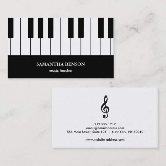 音楽ノートが付いているピアノミュージシャンの名刺 名刺 (正面/裏面)