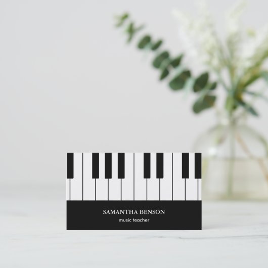 音楽ノートが付いているピアノミュージシャンの名刺 名刺 (スタンド正面)