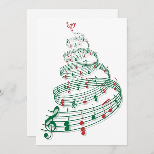 音楽ノートが付いている抽象的なクリスマスツリー シーズンカード