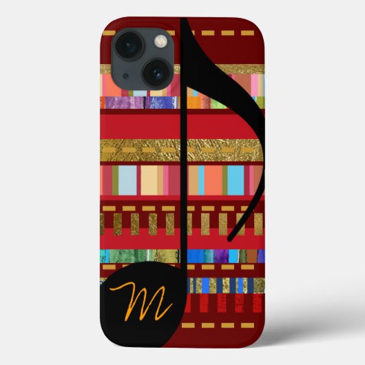 音楽ノートとカラフルストライプのパーソナライズされた Case-Mate iPhoneケース (裏面)