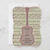 音楽ノートとギター 招待状 (正面)