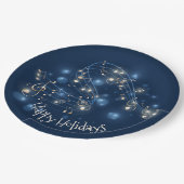 音楽ノートとクリスマスライト ペーパープレート (アングル)