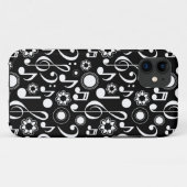 音楽ノートとクレフ、 音符記号 – 白（黒） Case-Mate iPhoneケース (裏面(横))