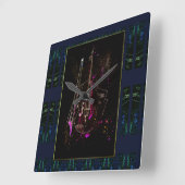 音楽ノートとダブルベース スクエア壁時計 (傾斜)