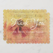 音楽ノートとデイジーありがとう サンキューカード (正面/裏面)