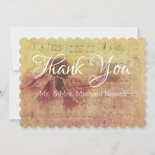 音楽ノートとデイジーありがとう サンキューカード (正面)