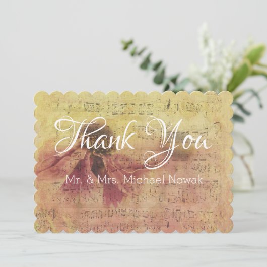 音楽ノートとデイジーありがとう サンキューカード (スタンド正面)