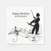 音楽ノートとバイオリニスト スタンダードカクテルナプキン (正面)