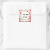 音楽ノートとバラヴィンテージパーティーありがとう スクエアシール (バッグ)