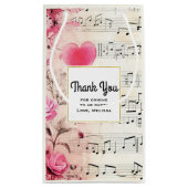音楽ノートとバラヴィンテージパーティーありがとう スモールペーパーバッグ (裏面)