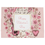 音楽ノートと花エレガントバレンタインデー ラージペーパーバッグ (裏面)