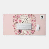 音楽ノートと花エレガント デスクマット (キーボード&マウス)
